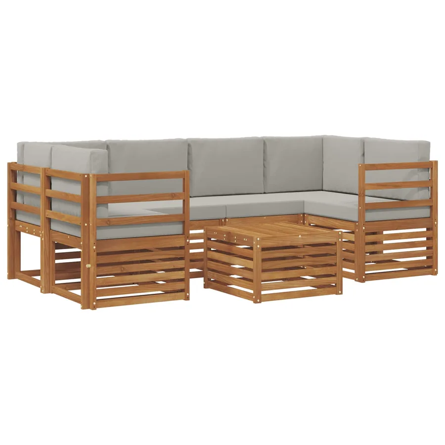 Ensemble de canapés d'extérieur 7 pcs Gris Naturel et Clair - 2