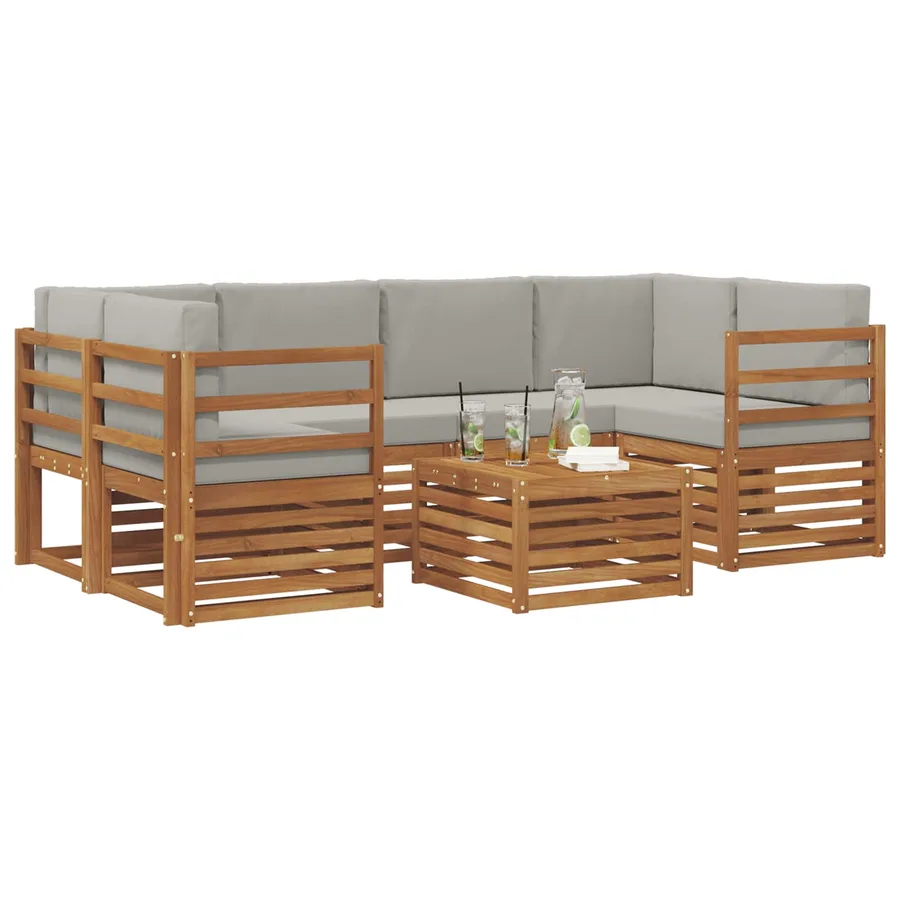 Ensemble de canapés d'extérieur 7 pcs Gris Naturel et Clair - 3