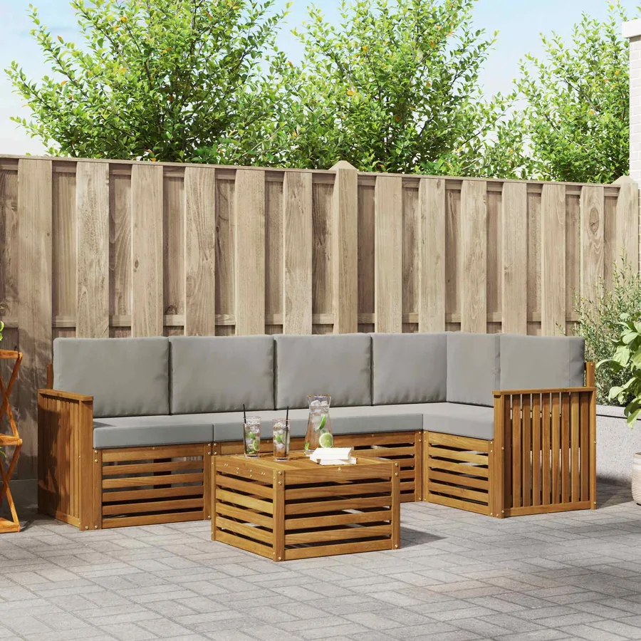 Ensemble de canapé d'angle 6 pcs Gris Naturel et Clair