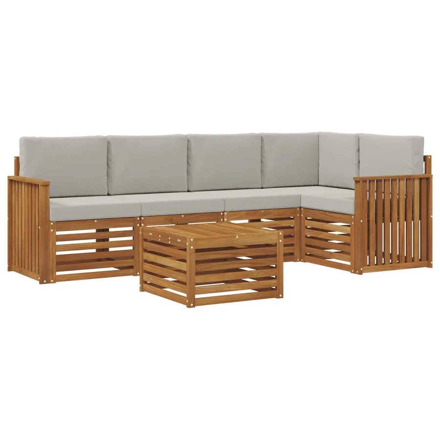 Ensemble de canapé d'angle 6 pcs Gris Naturel et Clair - 2