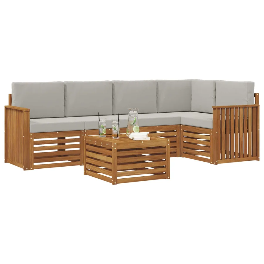 Ensemble de canapé d'angle 6 pcs Gris Naturel et Clair - 3