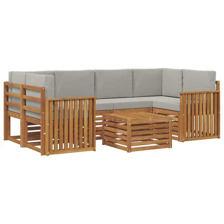 Ensemble de canapés d'extérieur 7 pcs Gris Naturel et Clair - 2