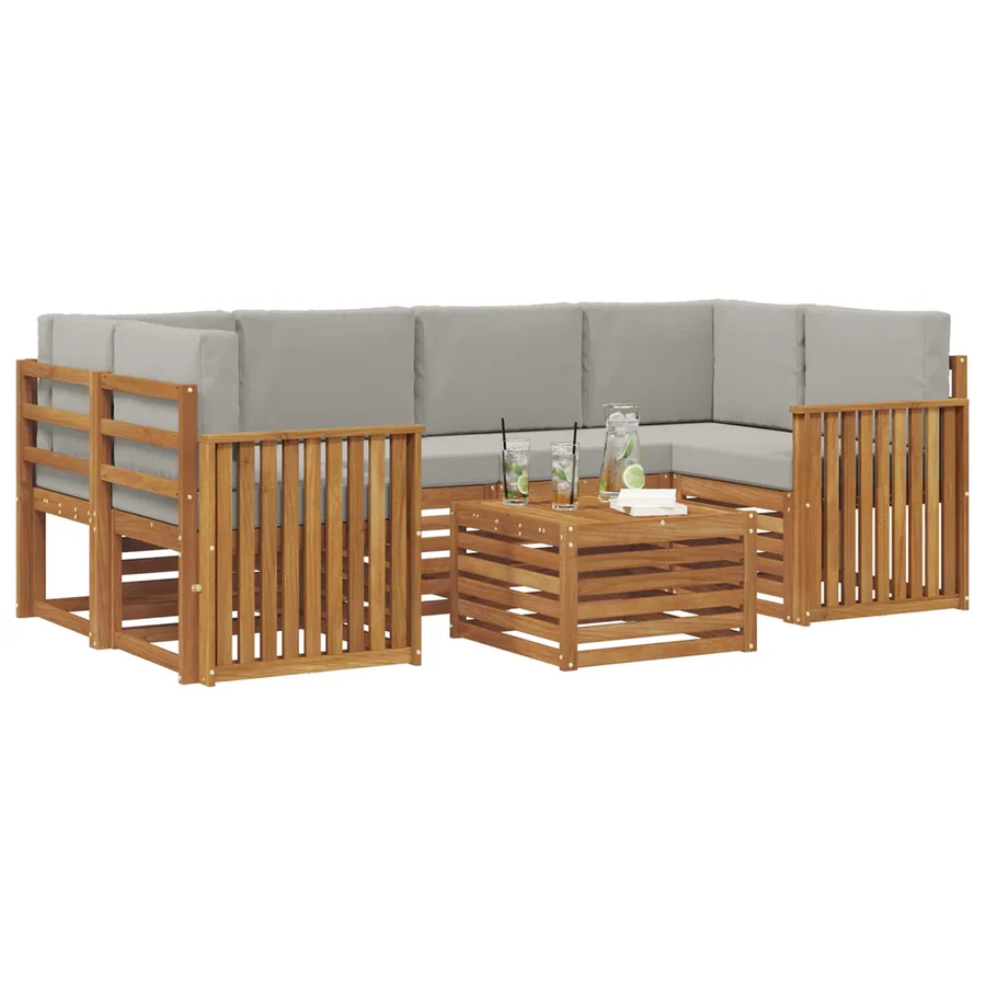 Ensemble de canapés d'extérieur 7 pcs Gris Naturel et Clair - 3