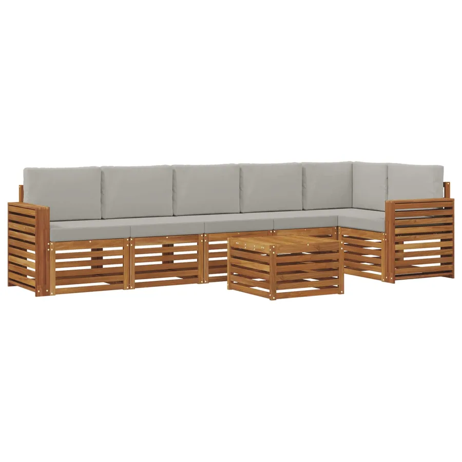 Ensemble de canapé d'angle 7 pcs Gris Naturel et Clair - 2
