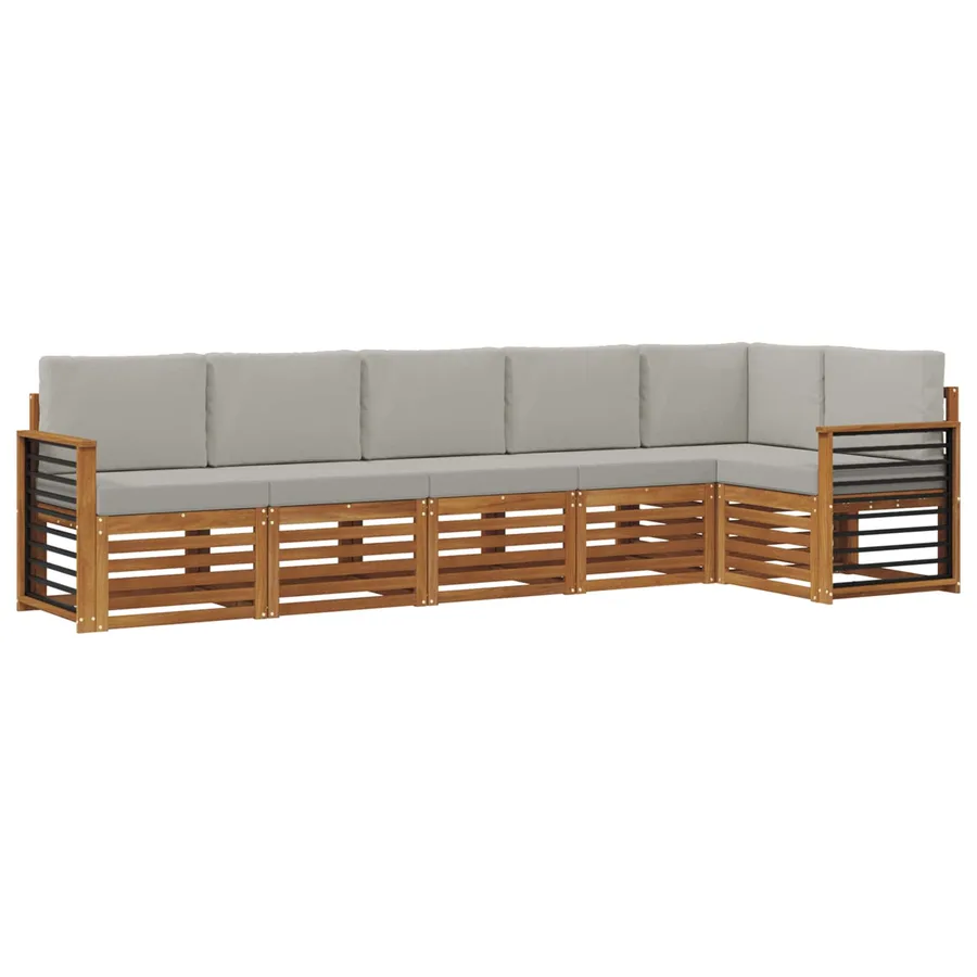 Ensemble de canapé d'angle 6 pcs Gris Naturel et Clair - 2
