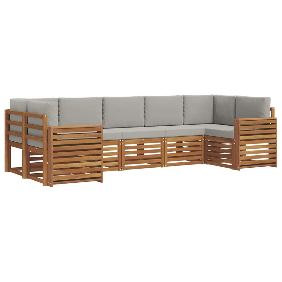Ensemble de canapé d'angle 7 pcs Gris Naturel et Clair - 2