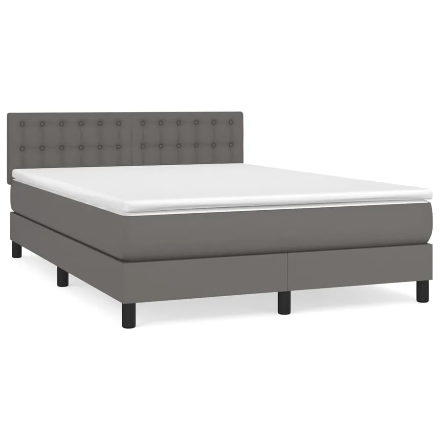 Sommier à lattes de lit avec matelas Gris 140x200 cm Similicuir - 2