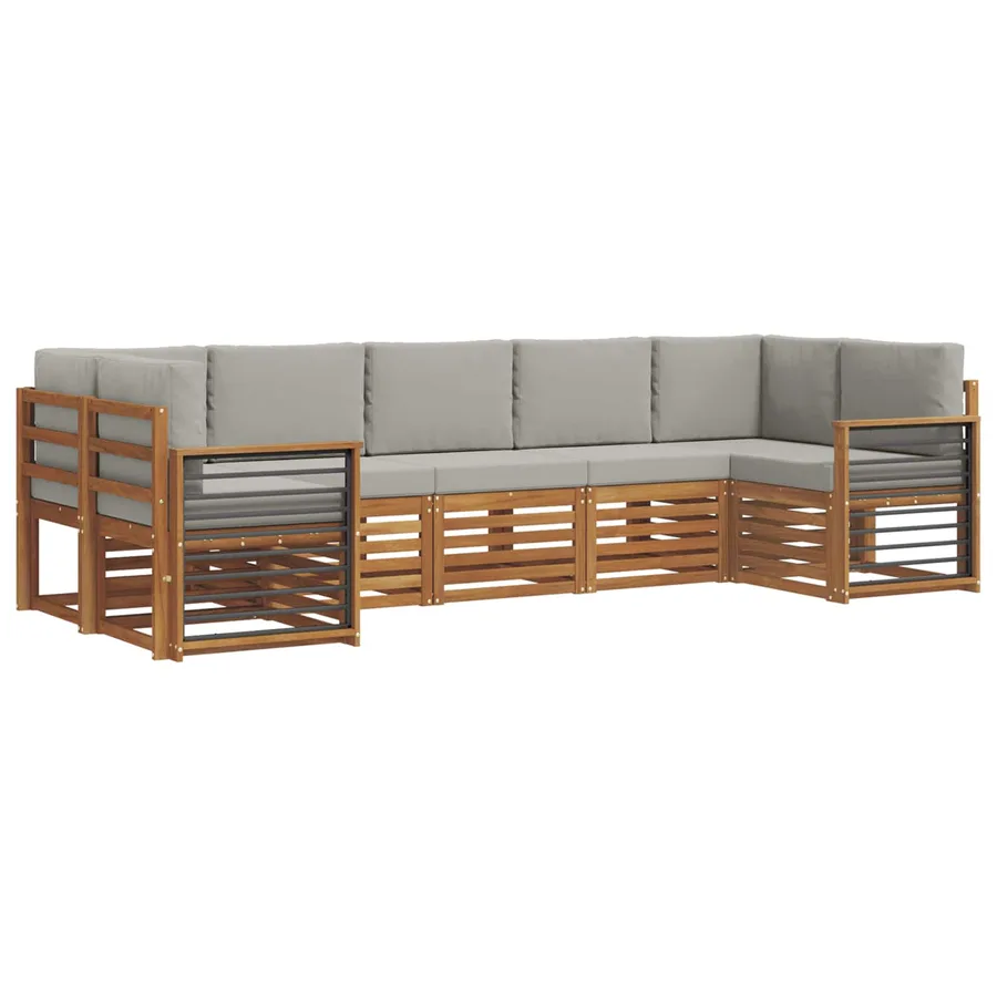 Ensemble de canapé d'angle 7 pcs Gris Naturel et Clair - 2