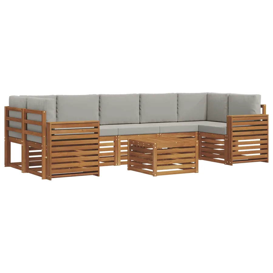 Ensemble de canapés d'extérieur 8 pcs Gris Naturel et Clair - 2
