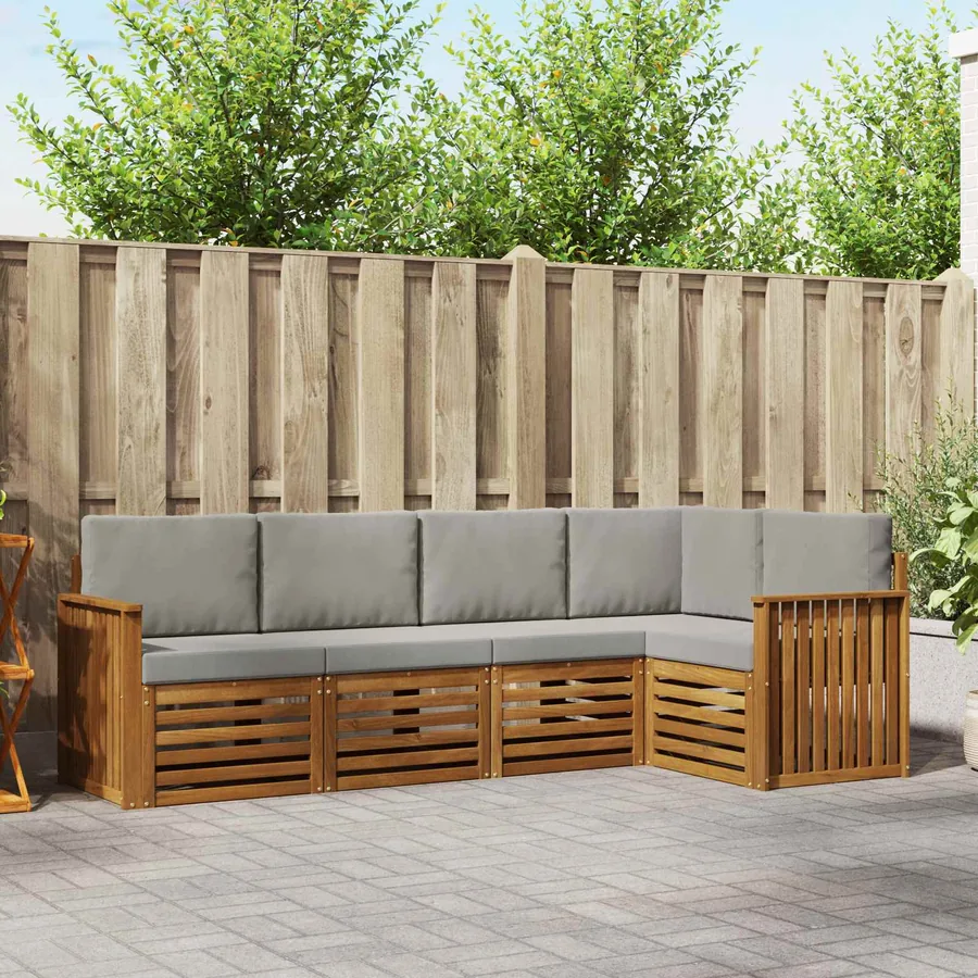 Ensemble de canapé d'angle 5 pcs Gris Naturel et Clair