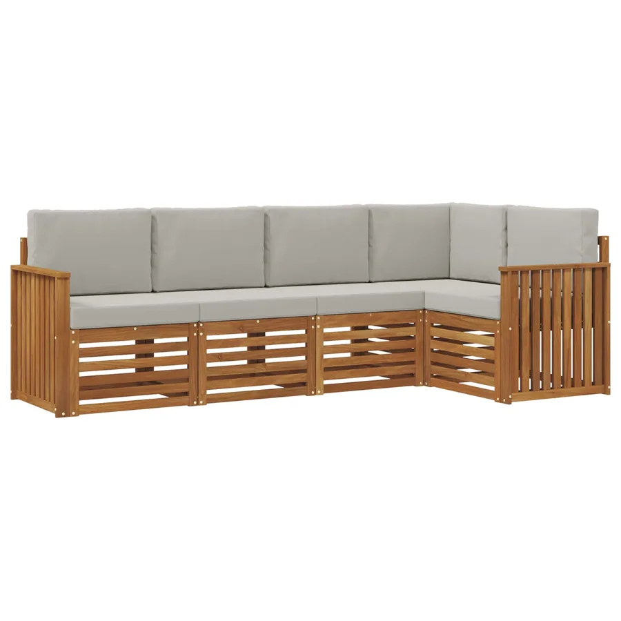 Ensemble de canapé d'angle 5 pcs Gris Naturel et Clair - 2