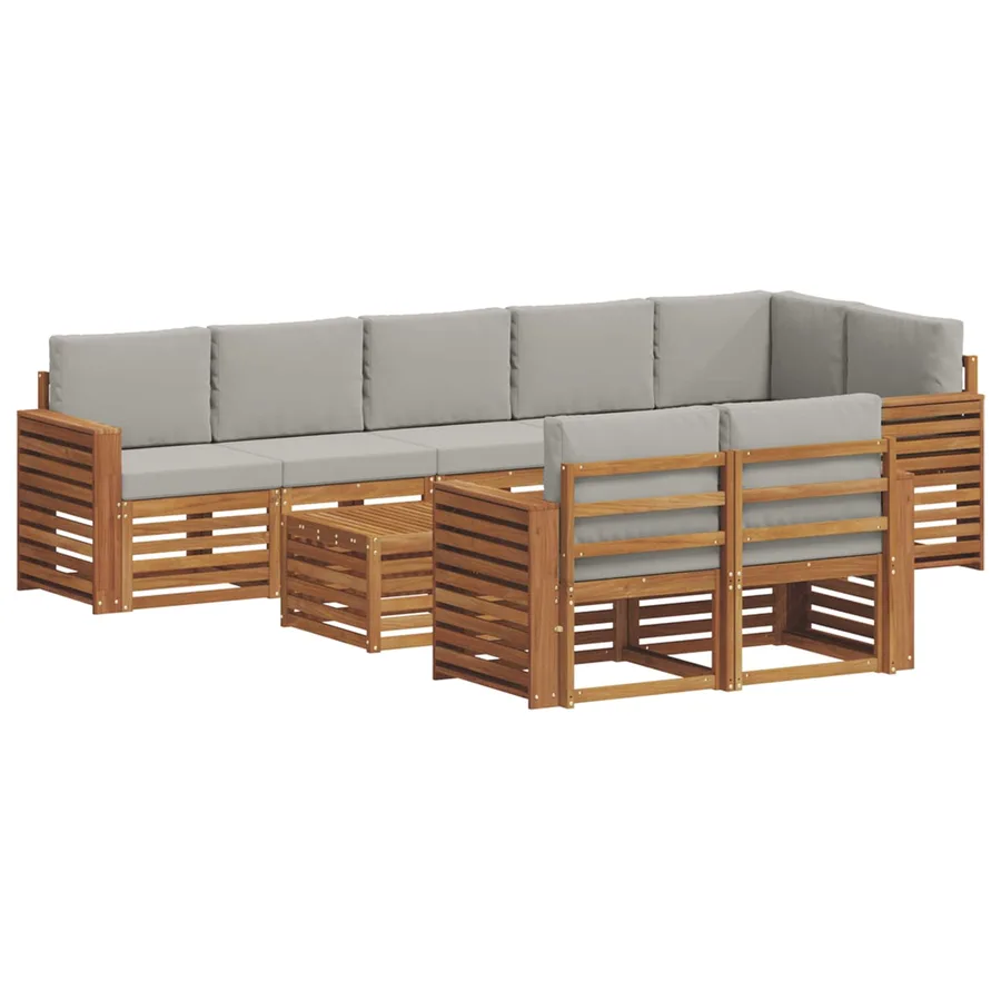 Ensembles de canapés avec coussin 9 pcs Gris Naturel et Clair - 2