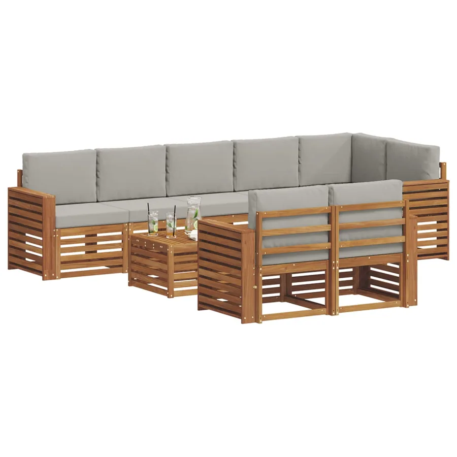 Ensembles de canapés avec coussin 9 pcs Gris Naturel et Clair - 3