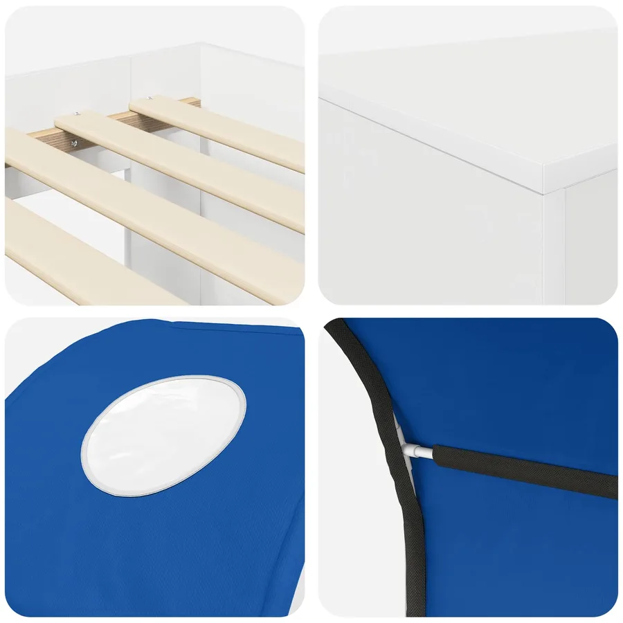 Lit avec Tunnel 3 pc Chêne Artisanal et Bleu Bois d'ingénierie - 9