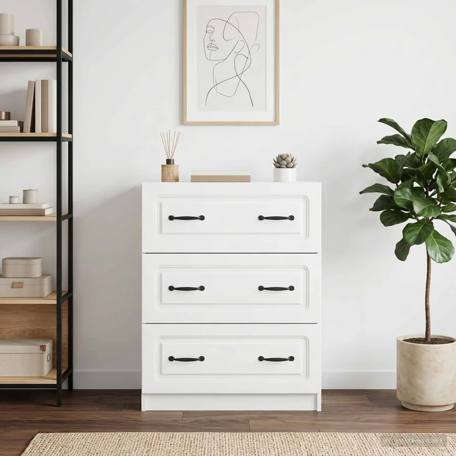 Armoire à tiroirs Blanc brillant 66 x 34,5 x 87 cm