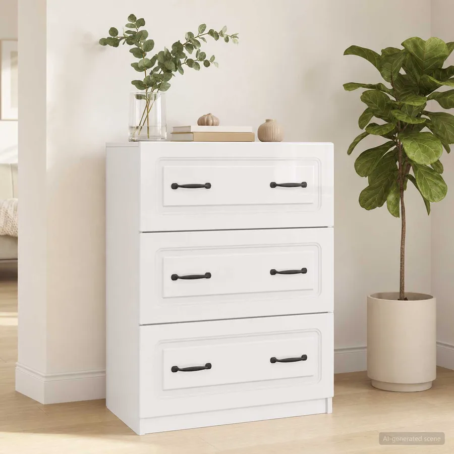 Armoire à tiroirs Blanc brillant 66 x 34,5 x 87 cm - 4