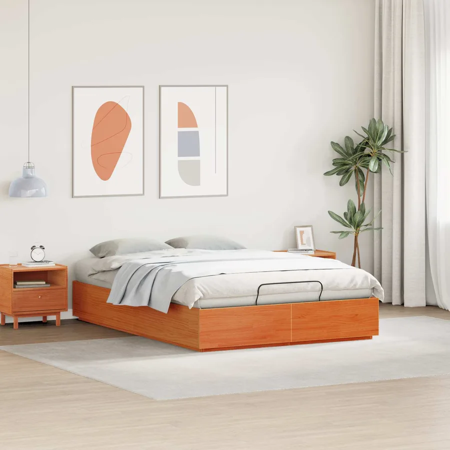 Cadre de lit ottoman avec rangement Brun cire 120 x 190 cm - 4