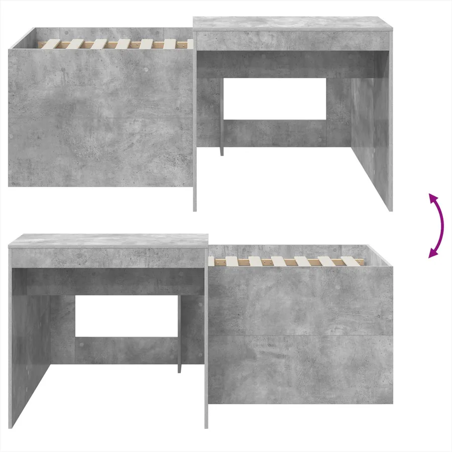 Lit haut pour enfants avec bureau Gris béton 80 x 160 cm - 8