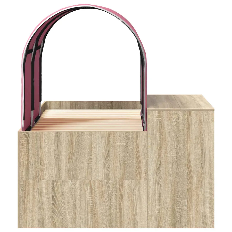 Lit avec Tunnel 3 pc Chêne Artisanal et Rose Bois d'ingénierie - 7