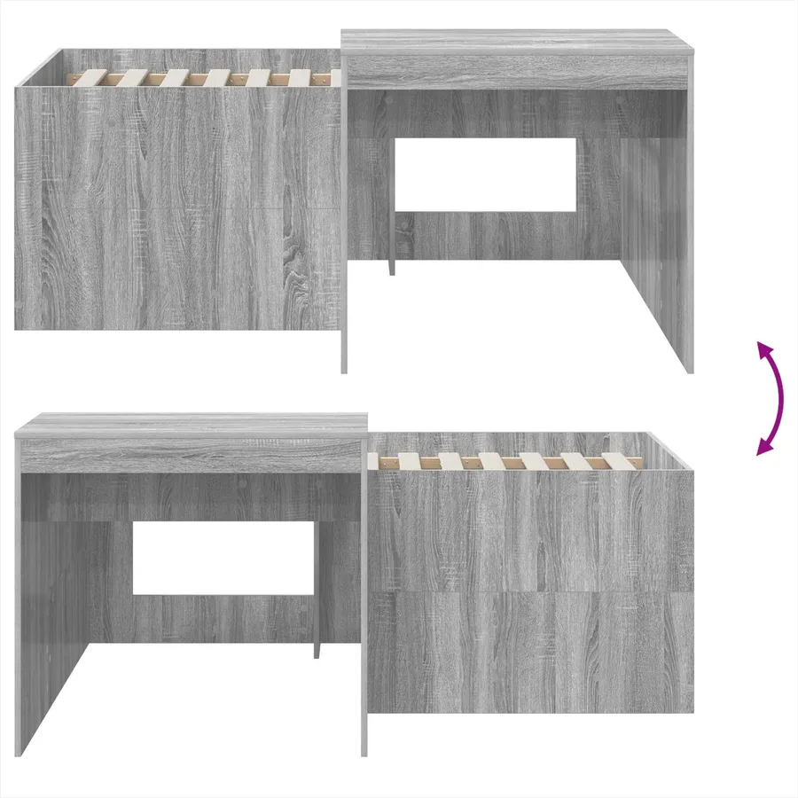 Lit haut pour enfants avec bureau Sonoma gris Bois d'ingénierie - 8