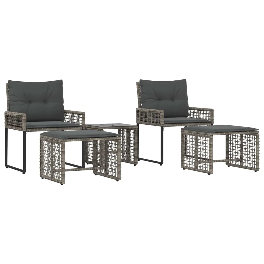Ensemble de meubles d'extérieur avec coussin 5 pcs Gris - 2