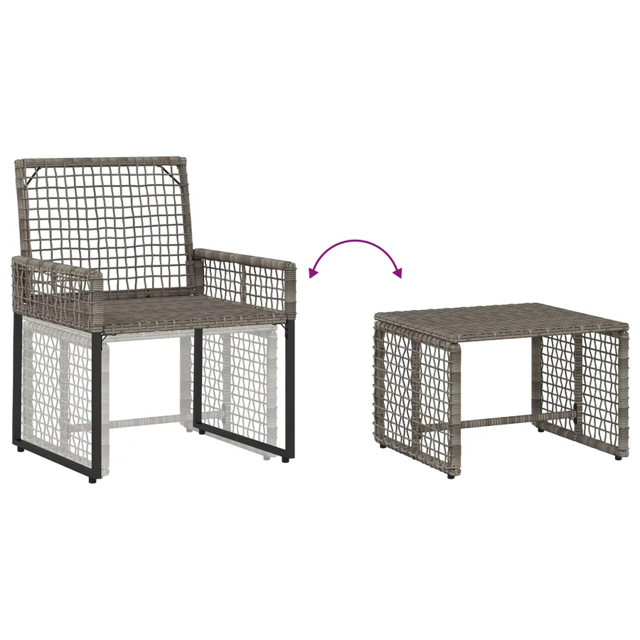 Ensemble de meubles d'extérieur avec coussin 5 pcs Gris - 8