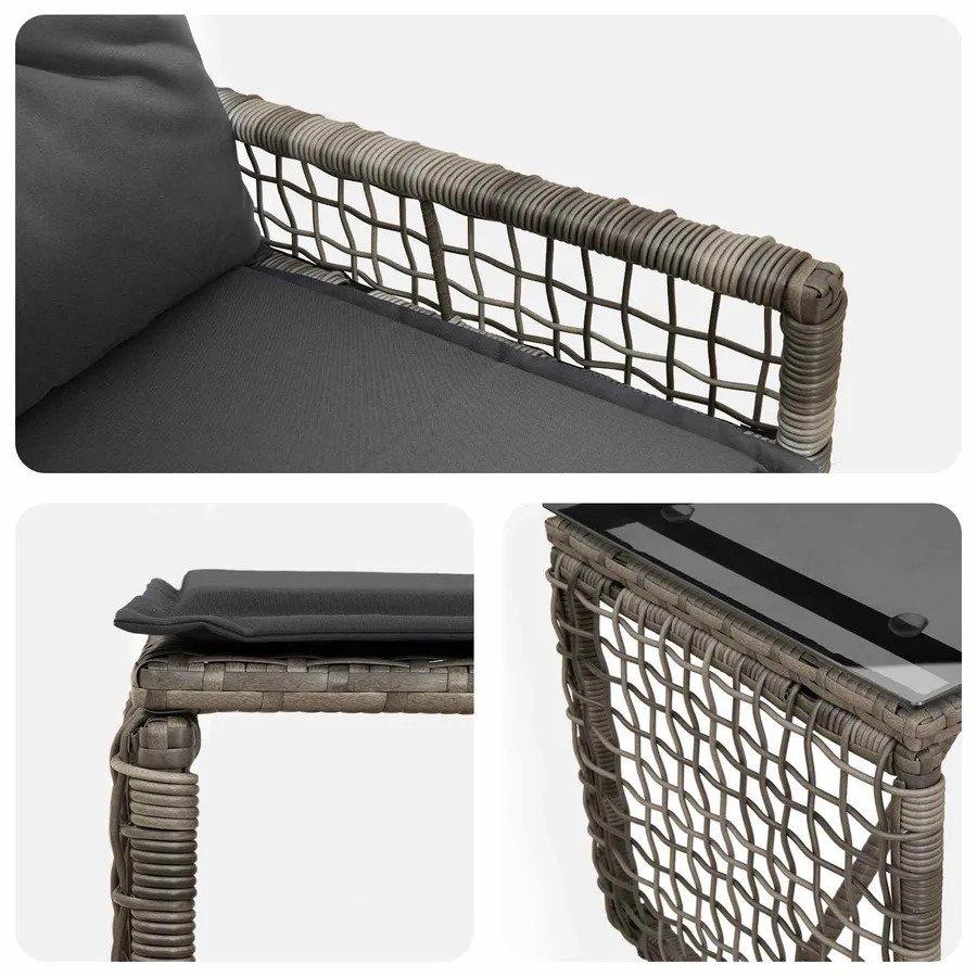 Ensemble de meubles d'extérieur avec coussin 5 pcs Gris - 9