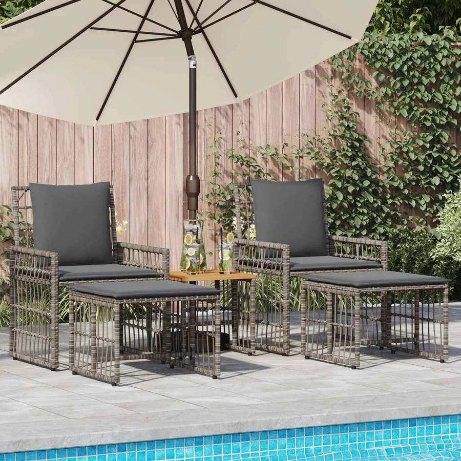 Ensemble de meubles d'extérieur 5 pcs Noir et Gris foncé
