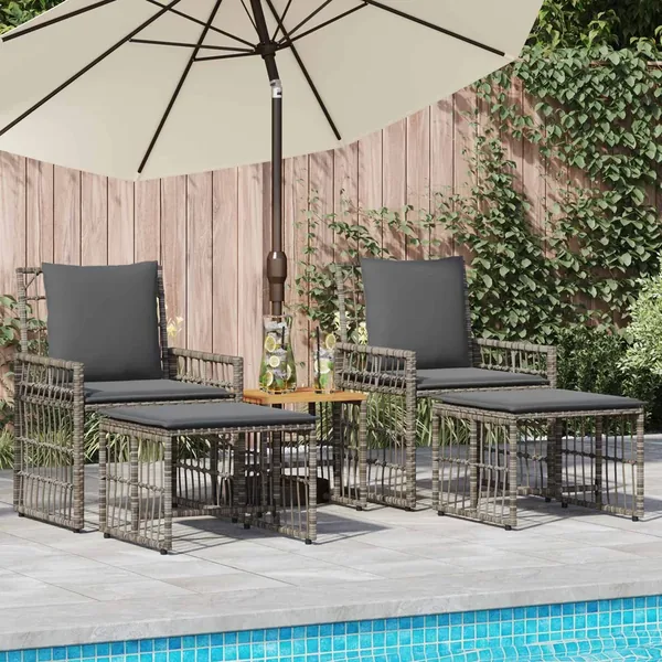 Ensemble de meubles d'extérieur 5 pcs Noir et Gris foncé