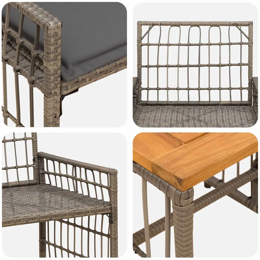 Ensemble de meubles d'extérieur 5 pcs Noir et Gris foncé - 11