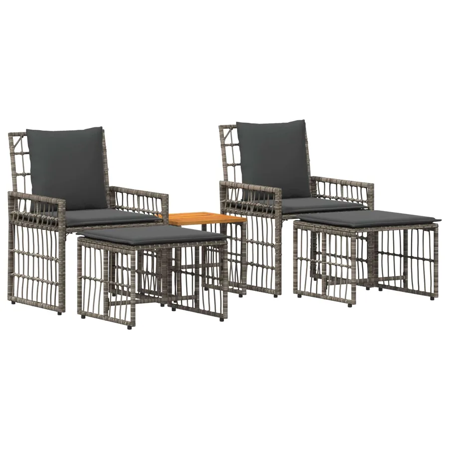 Ensemble de meubles d'extérieur 5 pcs Noir et Gris foncé - 2