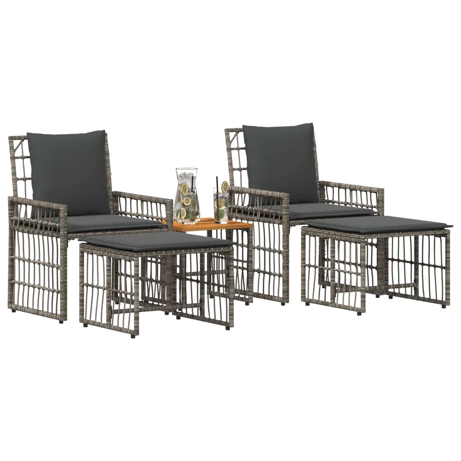 Ensemble de meubles d'extérieur 5 pcs Noir et Gris foncé - 3