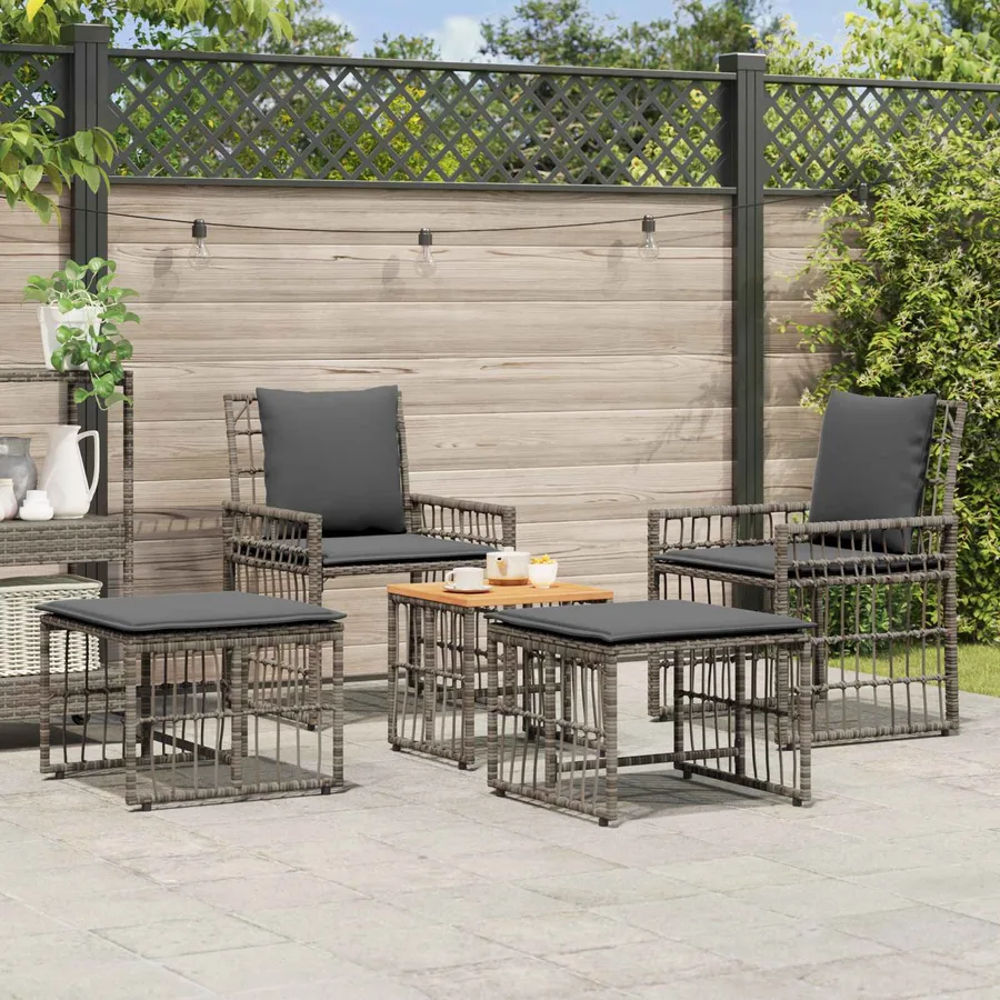Ensemble de meubles d'extérieur 5 pcs Noir et Gris foncé - 4