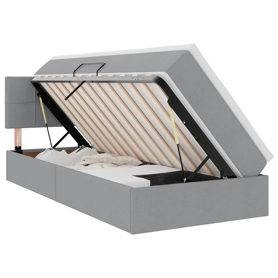 Lit avec rangement et matelas Gris clair 100 x 200 cm - 2