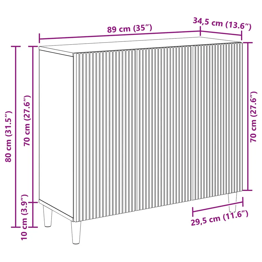 Buffet Blanc 89 x 34,5 x 80 cm Bois d'ingénierie - 13