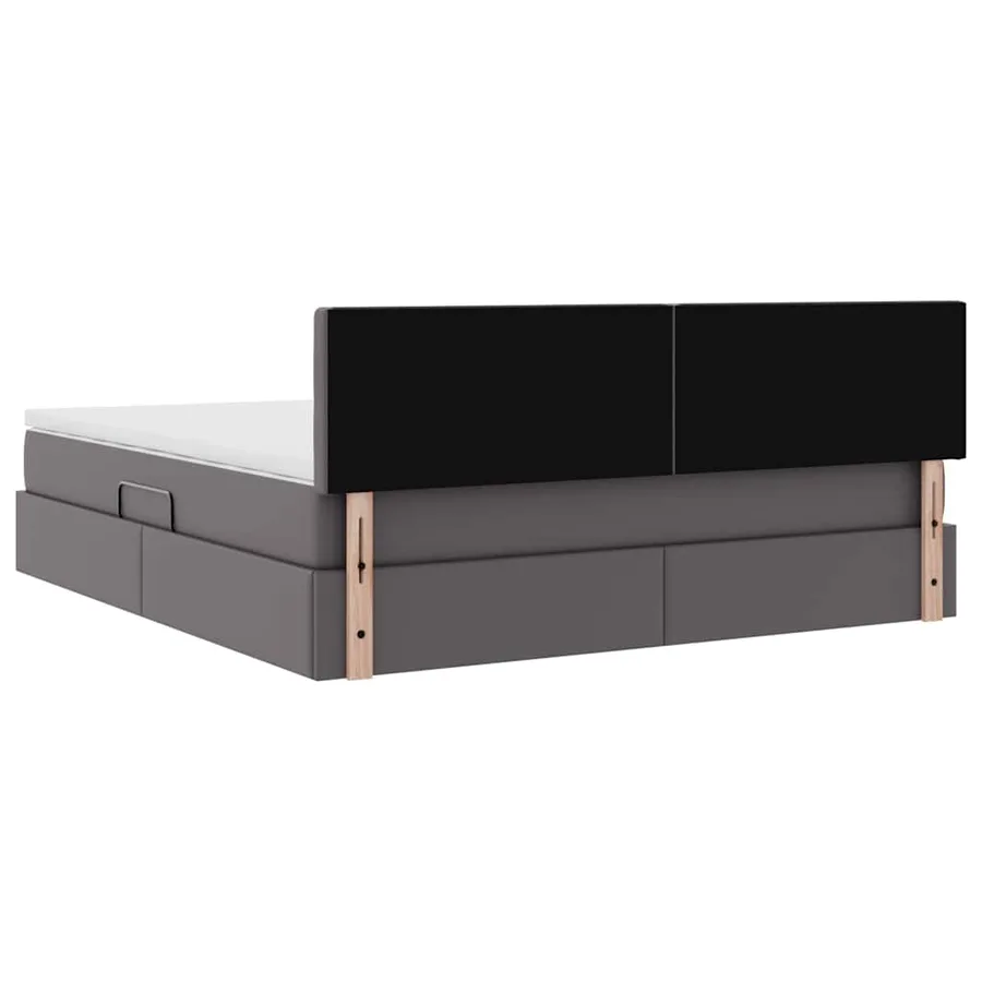 Lit avec rangement et matelas Gris 160 x 200 cm Simili cuir - 11