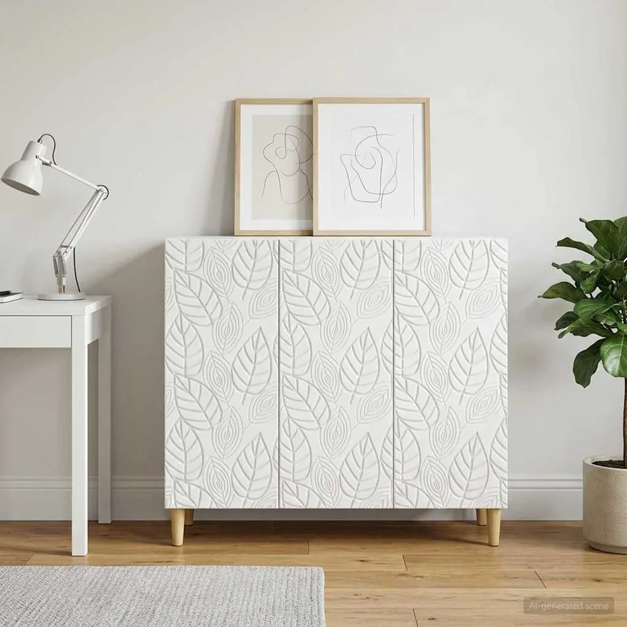 Buffet Blanc 89 x 34,5 x 80 cm Bois d'ingénierie - 3