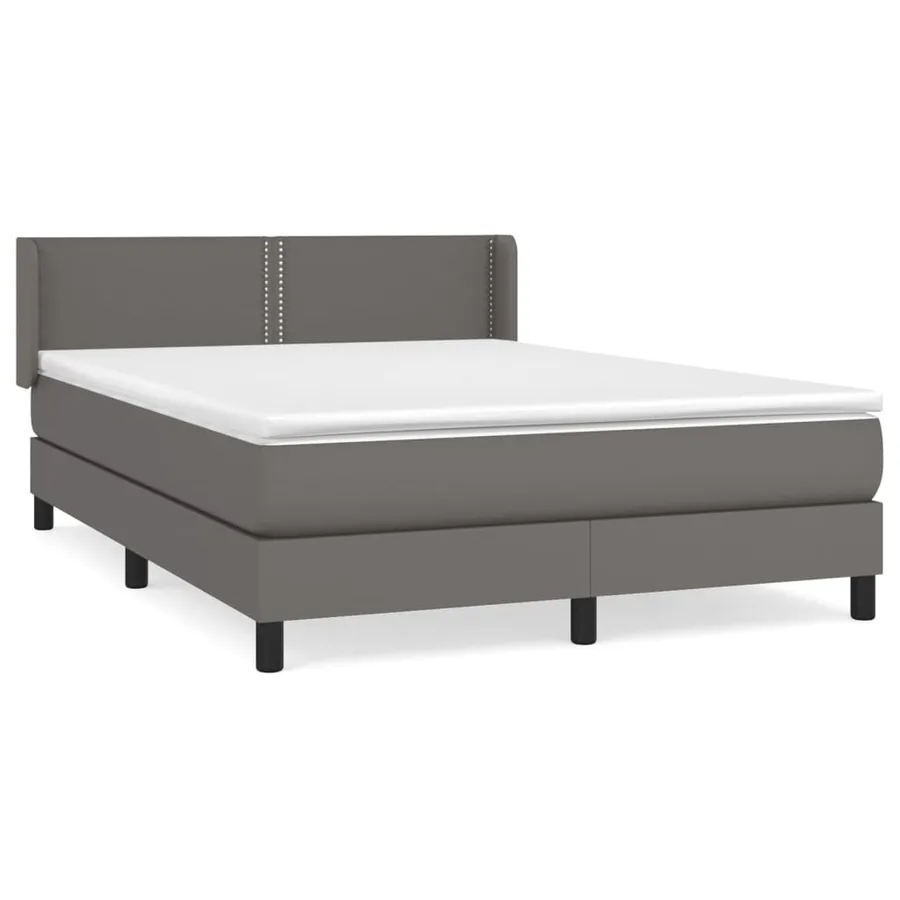 Sommier à lattes de lit avec matelas Gris 140x200 cm Similicuir - 2