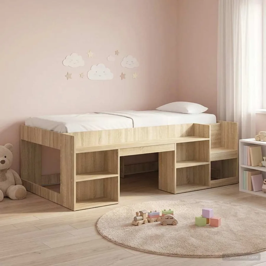 Cadre de lit pour enfants avec rangement Chêne Sonoma