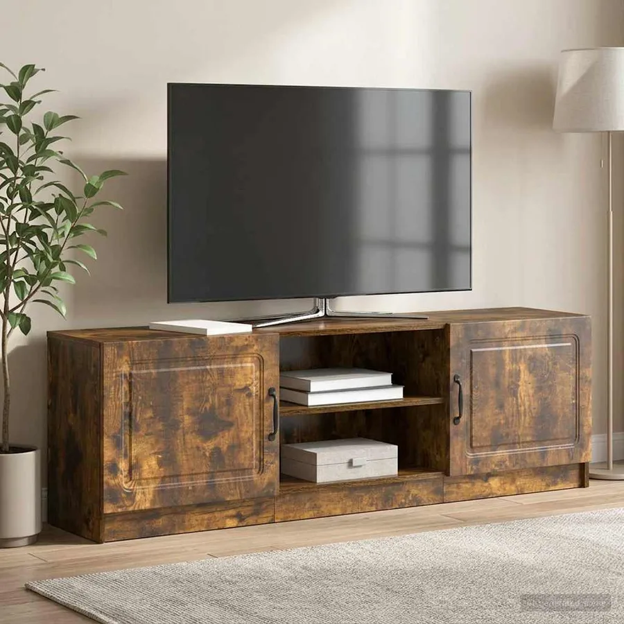 Meuble TV Chêne fumé 150 x 31 x 47 cm Bois d'ingénierie - 4