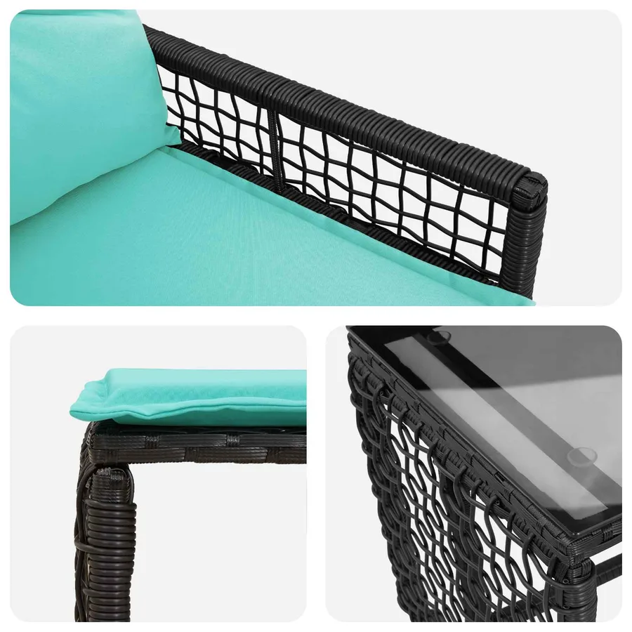 Ensemble de meubles d'extérieur 5 pcs Noir et turquoise - 9