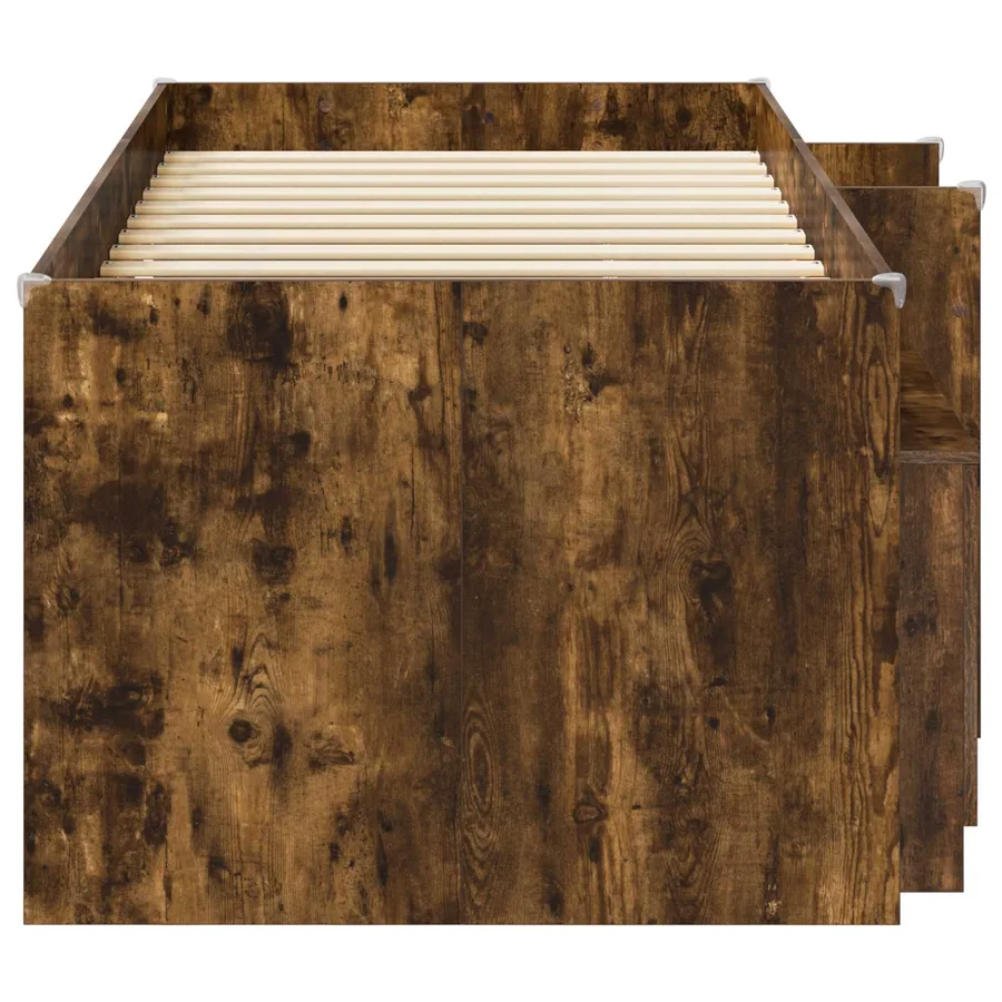 Cadre de lit en mezzanine avec cabinet 3 pc Chêne fumé - 4