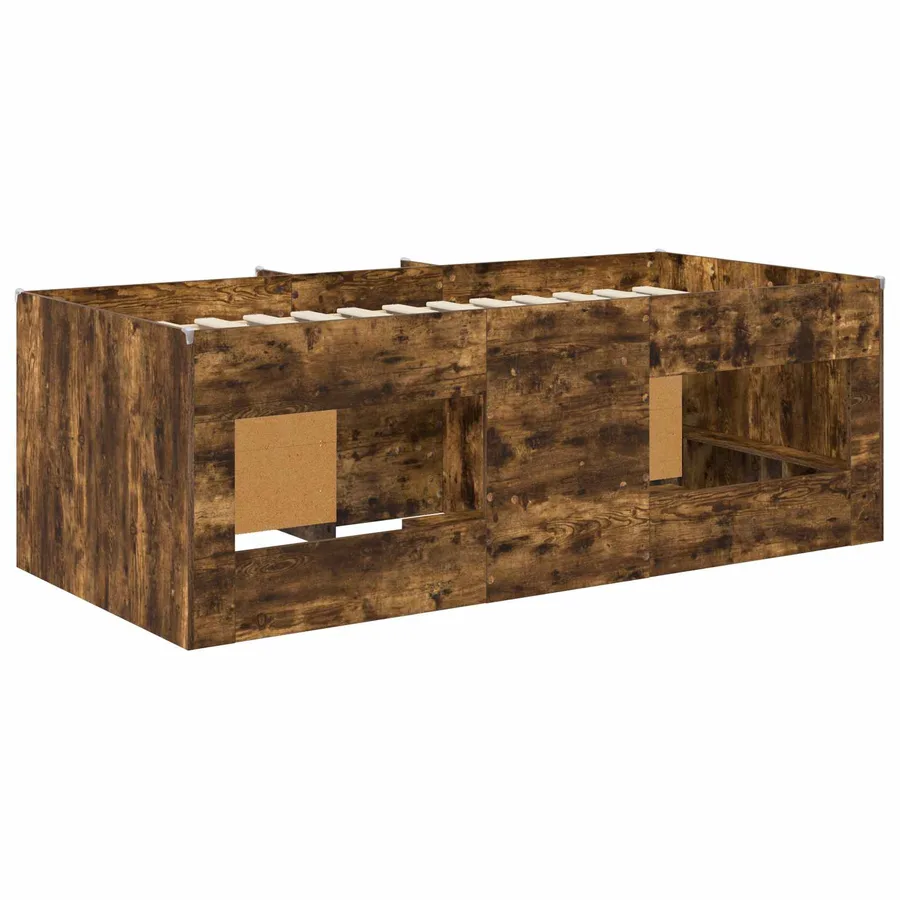 Cadre de lit en mezzanine avec cabinet 3 pc Chêne fumé - 5