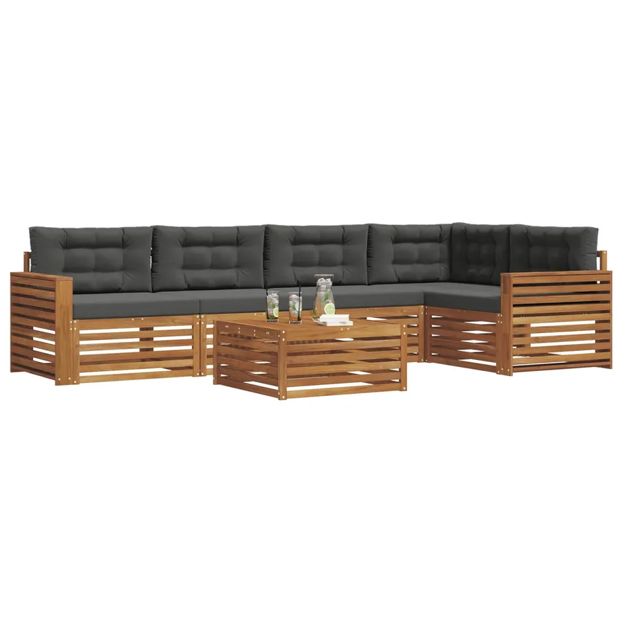 Ensemble de canapés d'extérieur 6 pcs Naturel et Anthracite - 3