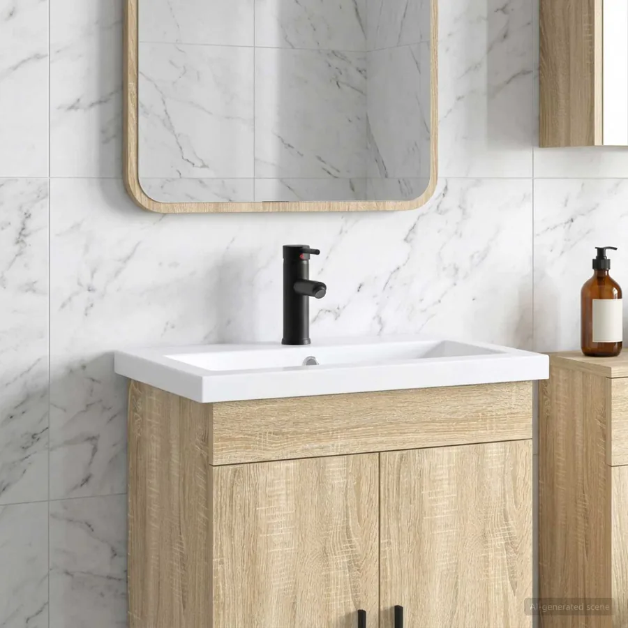 Lavabo de salle de bains Noir Mat 61 x 40 x 16,5 cm métal