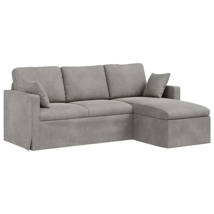 Canapé Gris clair 198 x 134 x 80 cm Velours - 2