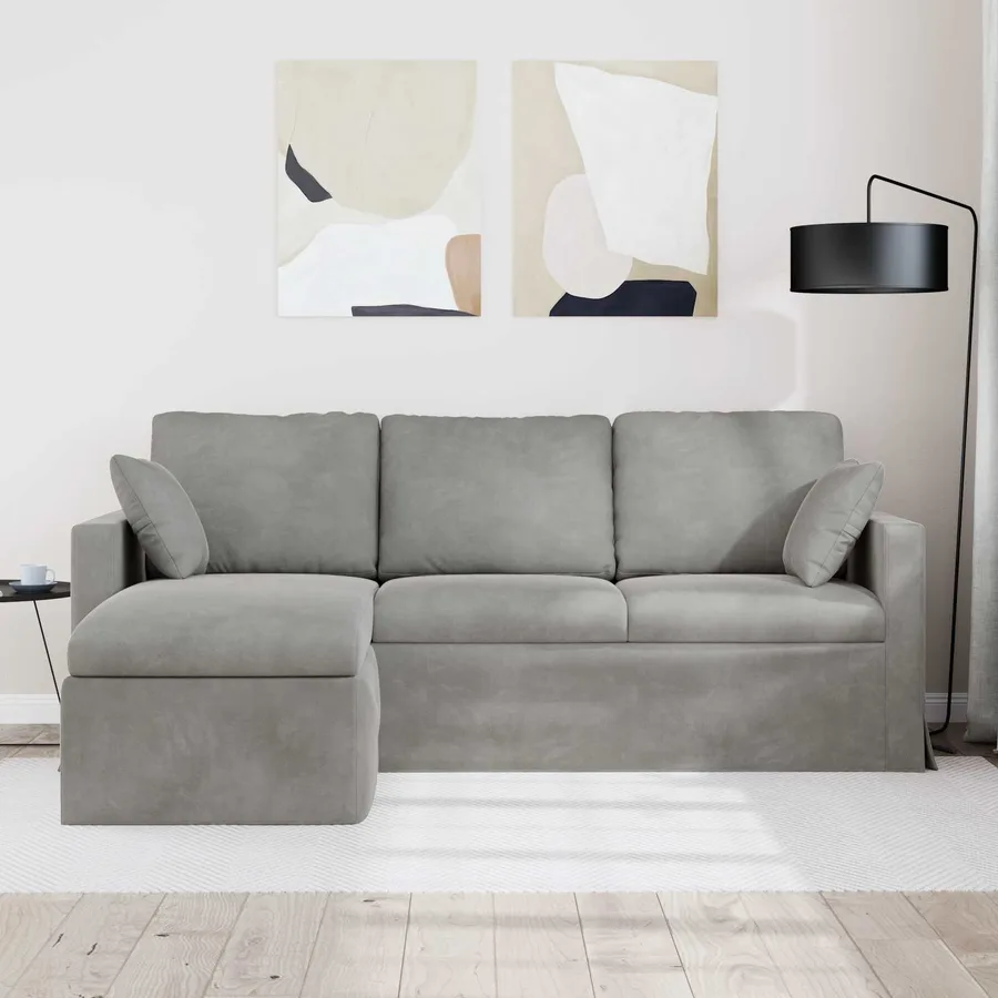 Canapé Gris clair 198 x 134 x 80 cm Velours - 3