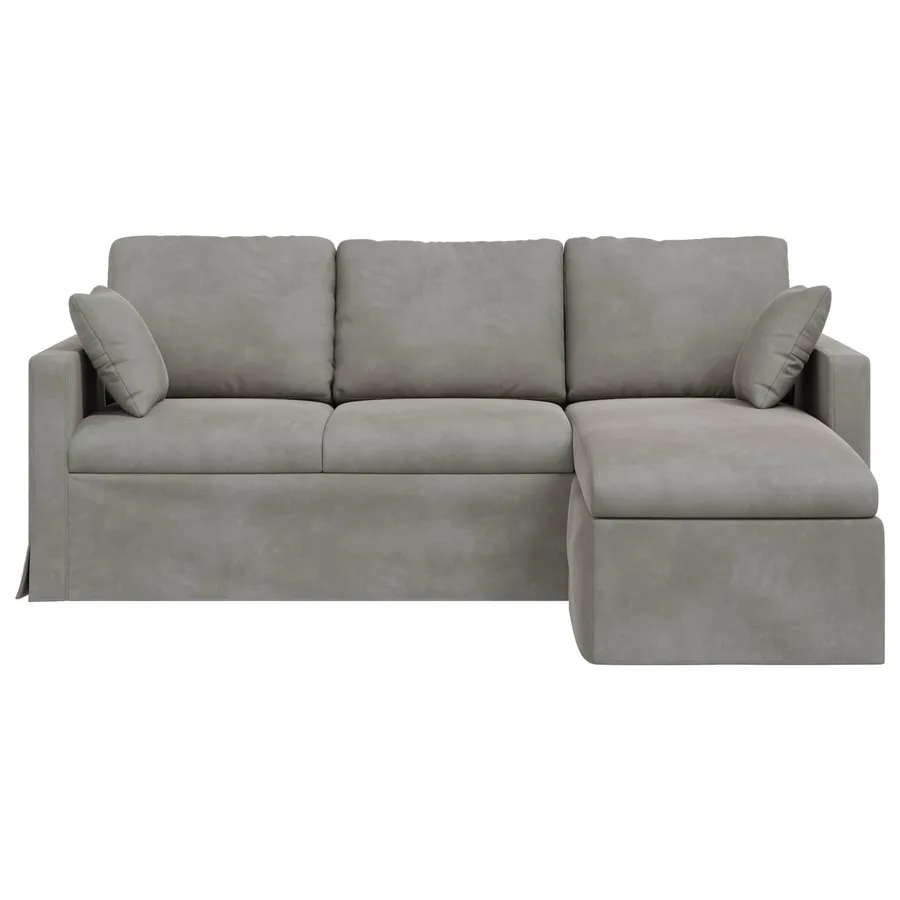 Canapé Gris clair 198 x 134 x 80 cm Velours - 4