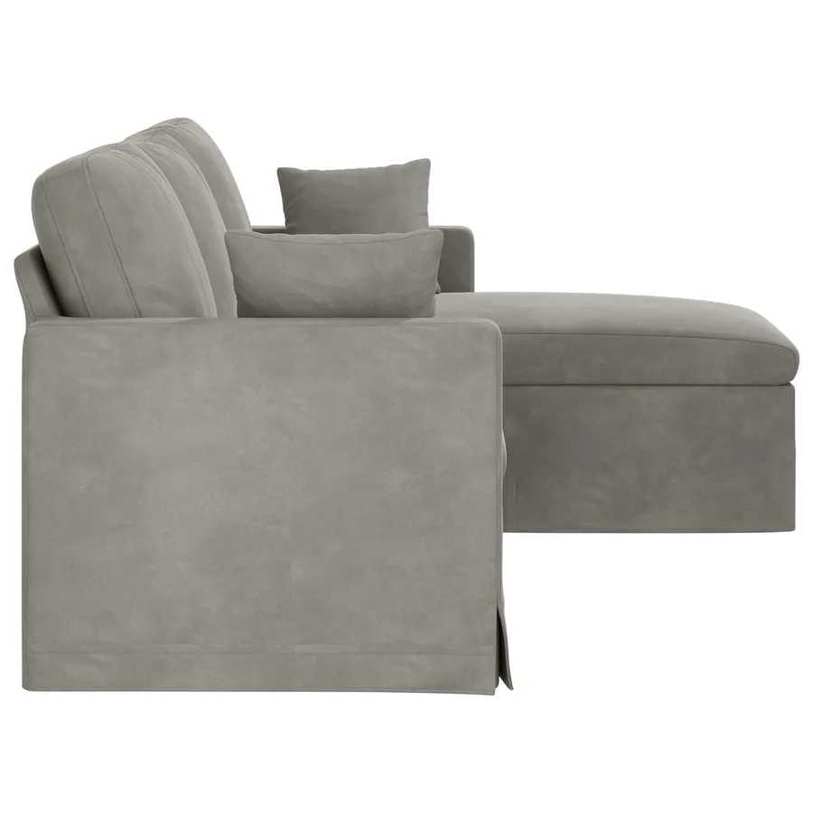 Canapé Gris clair 198 x 134 x 80 cm Velours - 5
