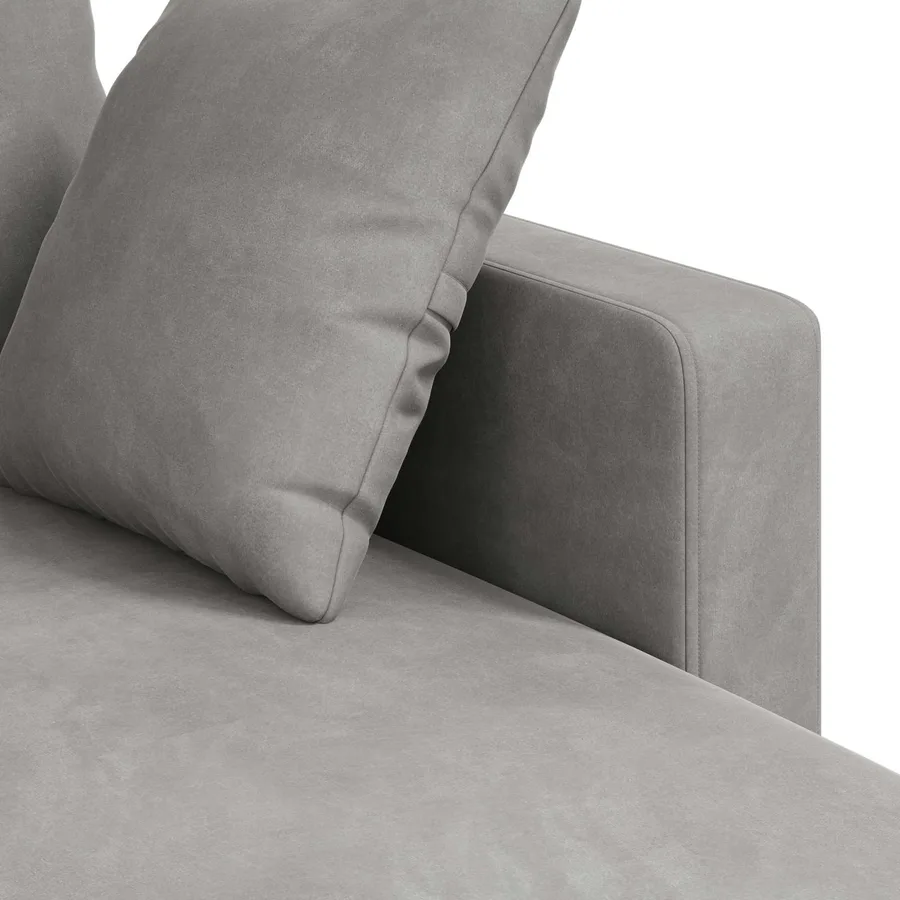 Canapé Gris clair 198 x 134 x 80 cm Velours - 7